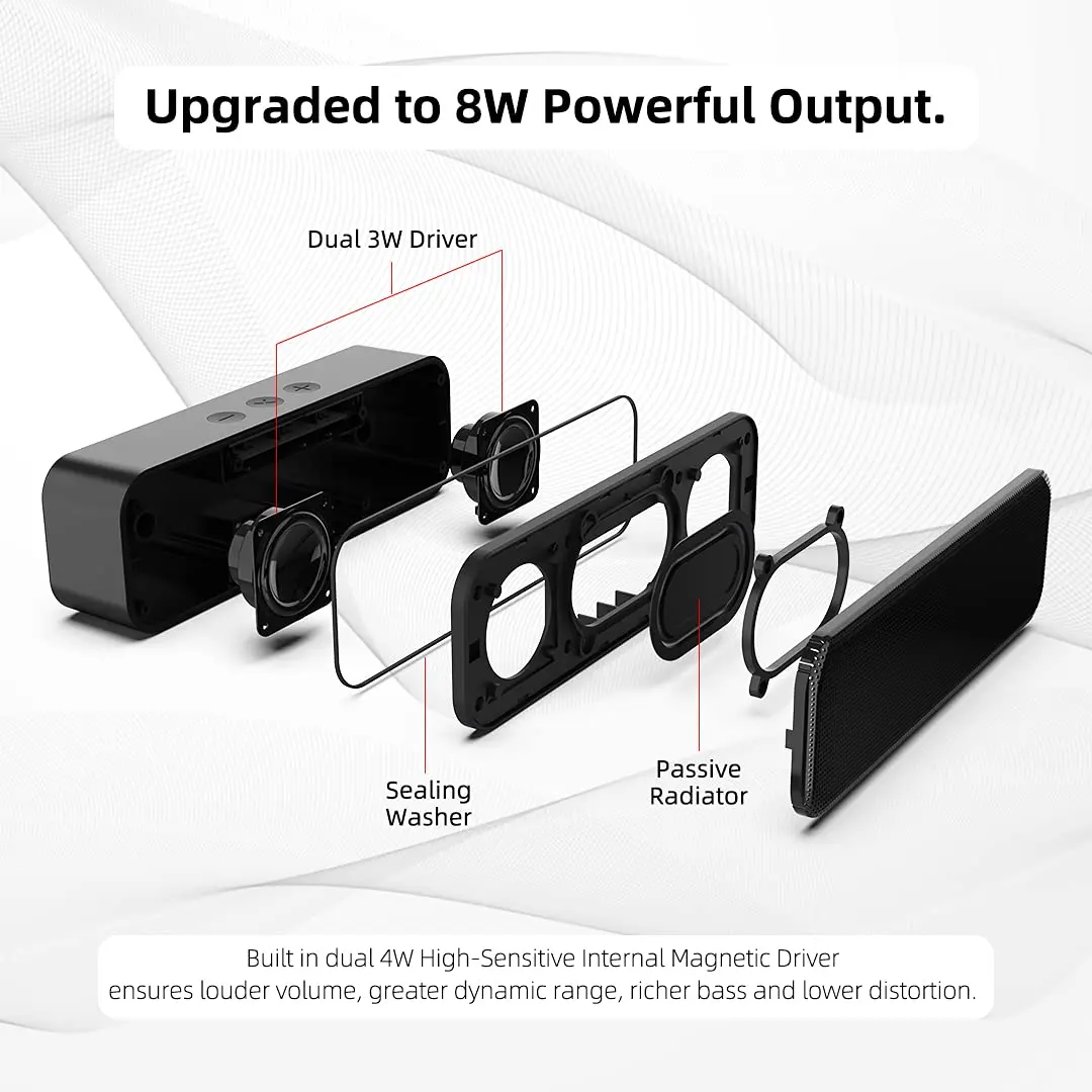 LIELONGREN USB Computer Speaker Soundbar 8W | Stereo Sound with Enhanced Bass for Desktop & Laptop - view 3