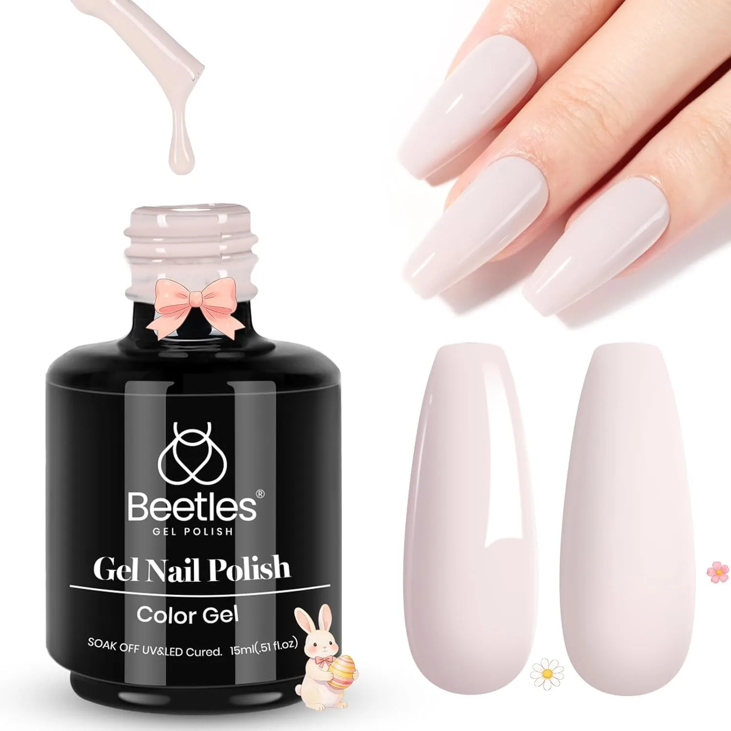 Beetles Grey Gel Nail Polish, 15ml Stone Beige Cream, Soak Off UV LED Cured Nail Art | Chic Elegant Neutral Shade - main product image