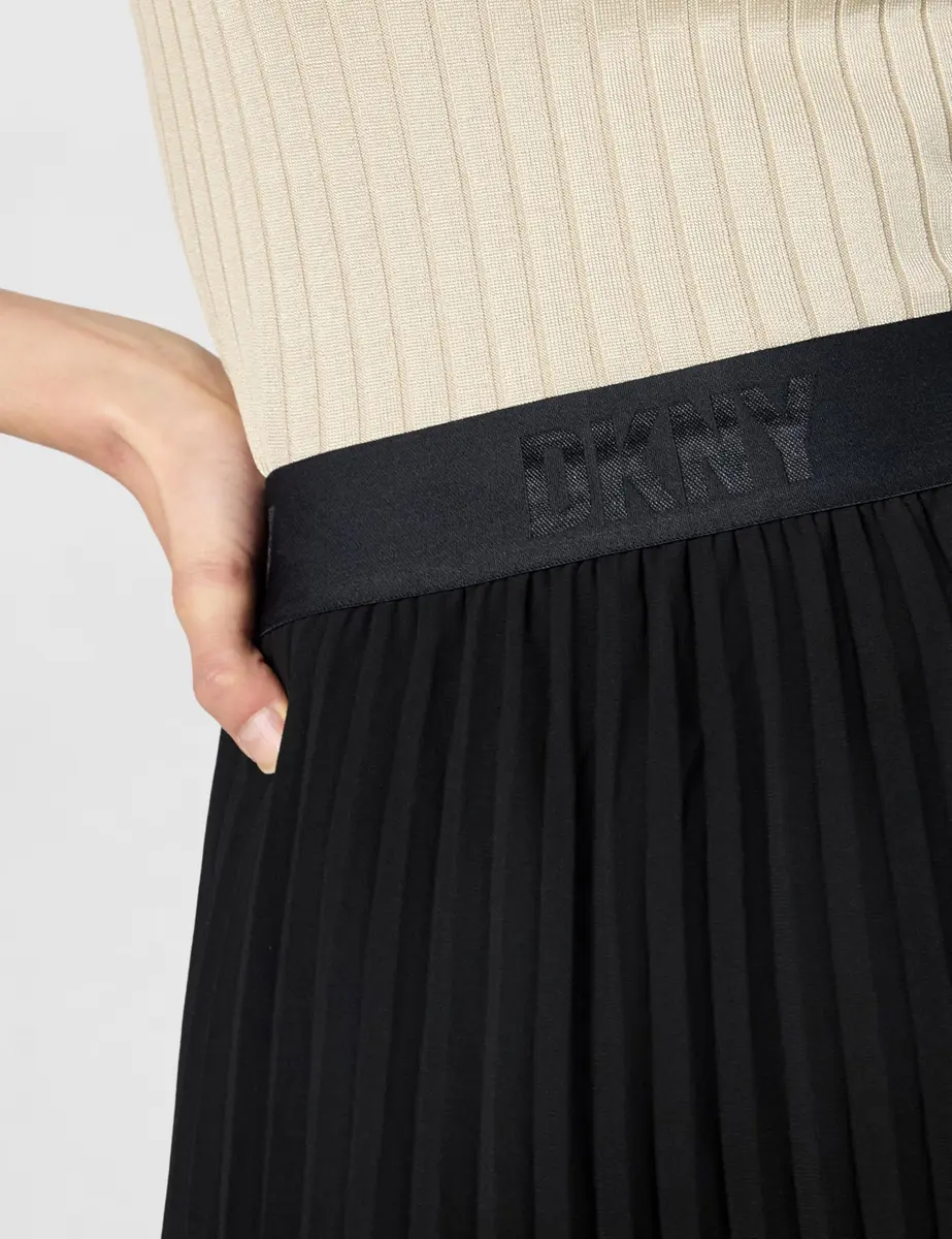 DKNY Womens Pull on Midi Pleated Skirt Black Medium | Classic & Modern Style - view 4