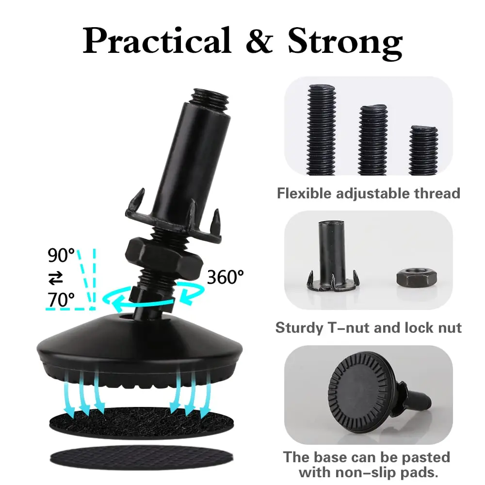 Tahikem M10 Swivel Adjustable Leveling Feet | Furniture Leveling Support, 4 pcs, Metal & Plastic, Supports 36kg - view 3