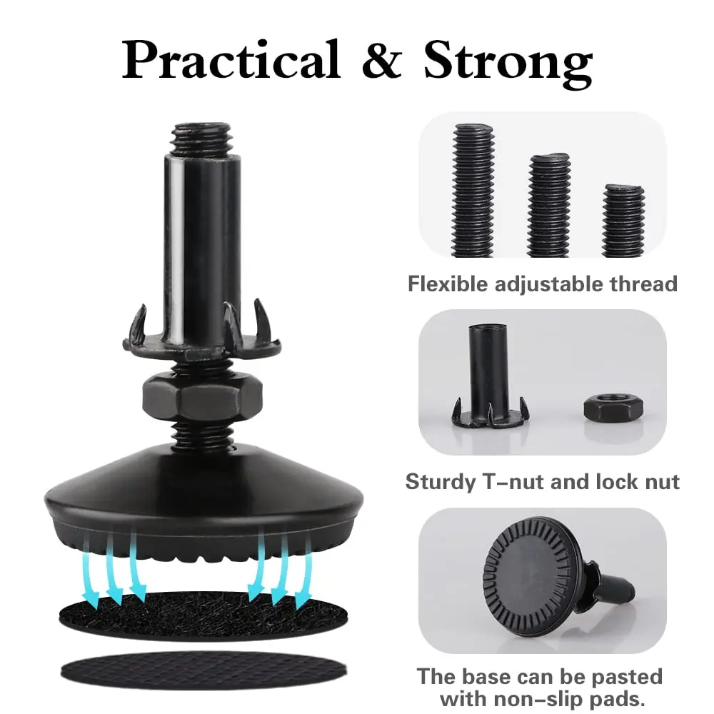 Tahikem M10 Thread Leveling Feet 4 Pack | Adjustable Furniture Feet for Home & Office - view 3