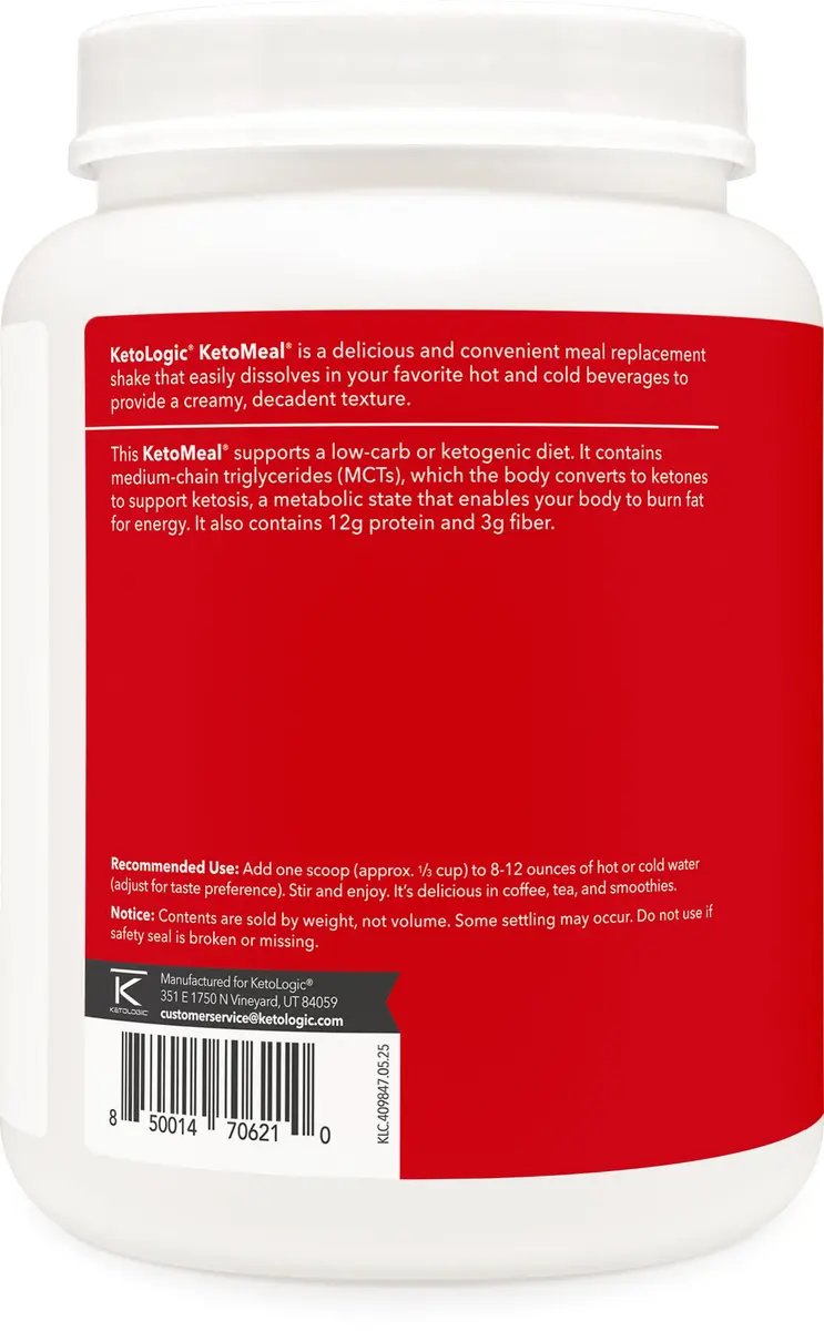 Ketologic Keto Meal Replacement Shake Powder Vanilla 29.1oz | Supports Keto & Low-Carb Diets - view 3