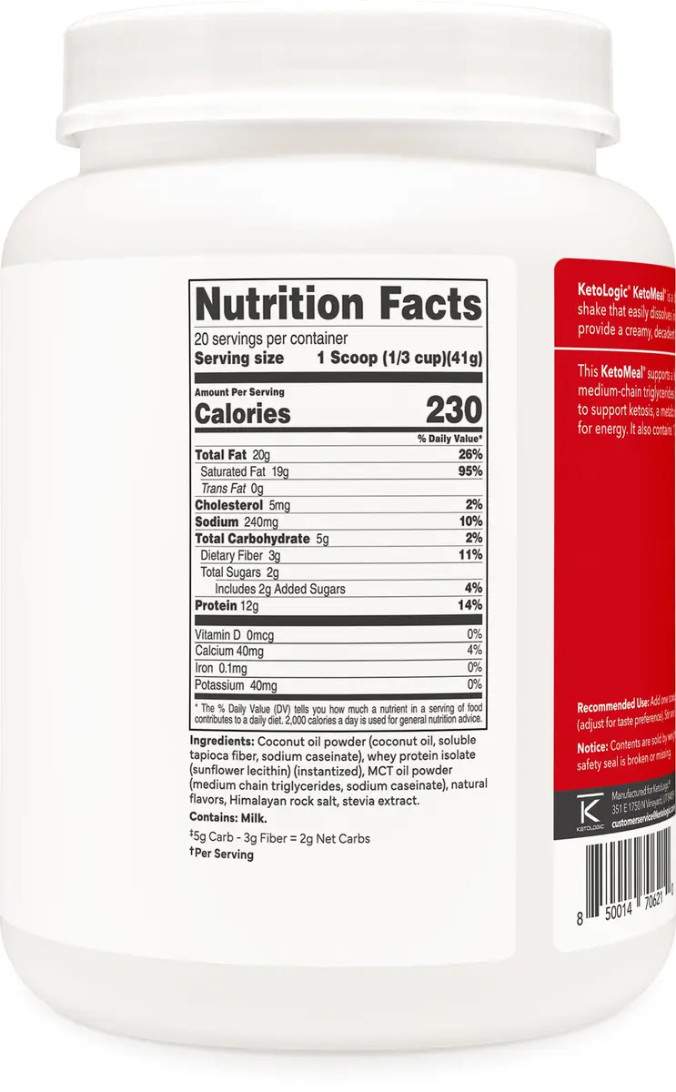Ketologic Keto Meal Replacement Shake Powder Vanilla 29.1oz | Supports Keto & Low-Carb Diets - view 4