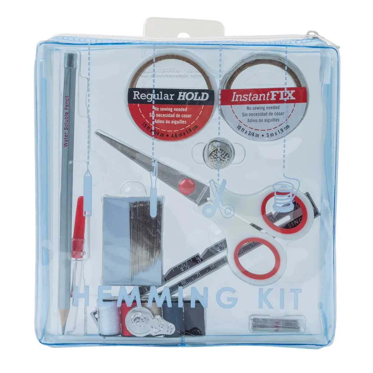 SINGER Hemming Kit with Storage Pouch – 92-piece sewing set for hemming and mending, includes hem tape, scissors, needles, pins, and marking pencil - main product image