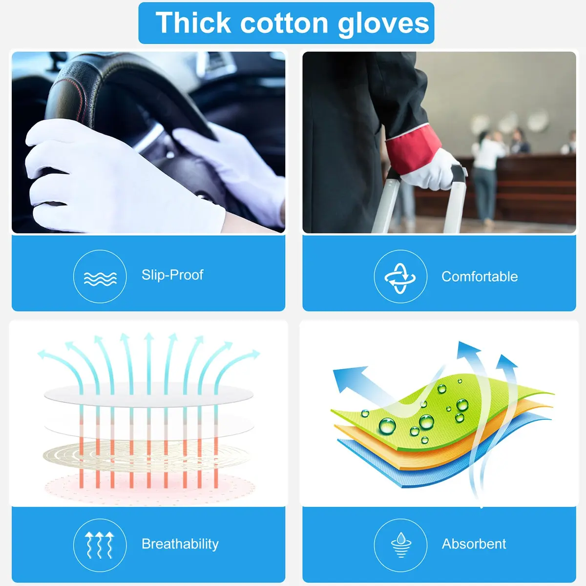 HMNYSOL Moisturizing Gloves 10 Pairs | Overnight Cotton Hand Care for Dry Skin - view 5