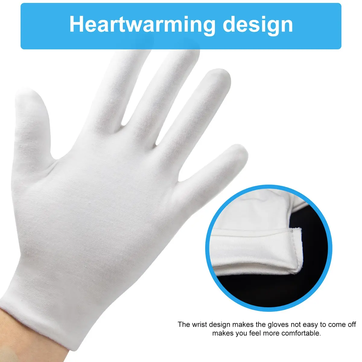 HMNYSOL Moisturizing Gloves 10 Pairs | Overnight Cotton Hand Care for Dry Skin - view 3