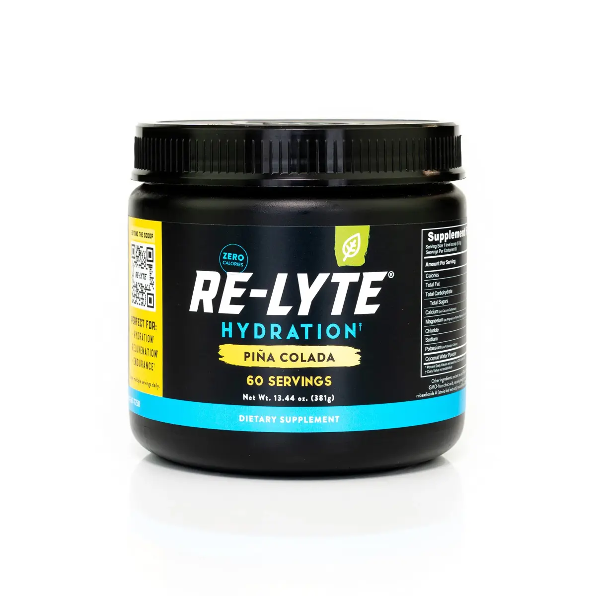 Redmond Re-Lyte Sugar Free Electrolyte Powder Drink Mix Pina Colada 381 g (13.44 oz) | Hydration with Real Salt & Trace Minerals - main product image