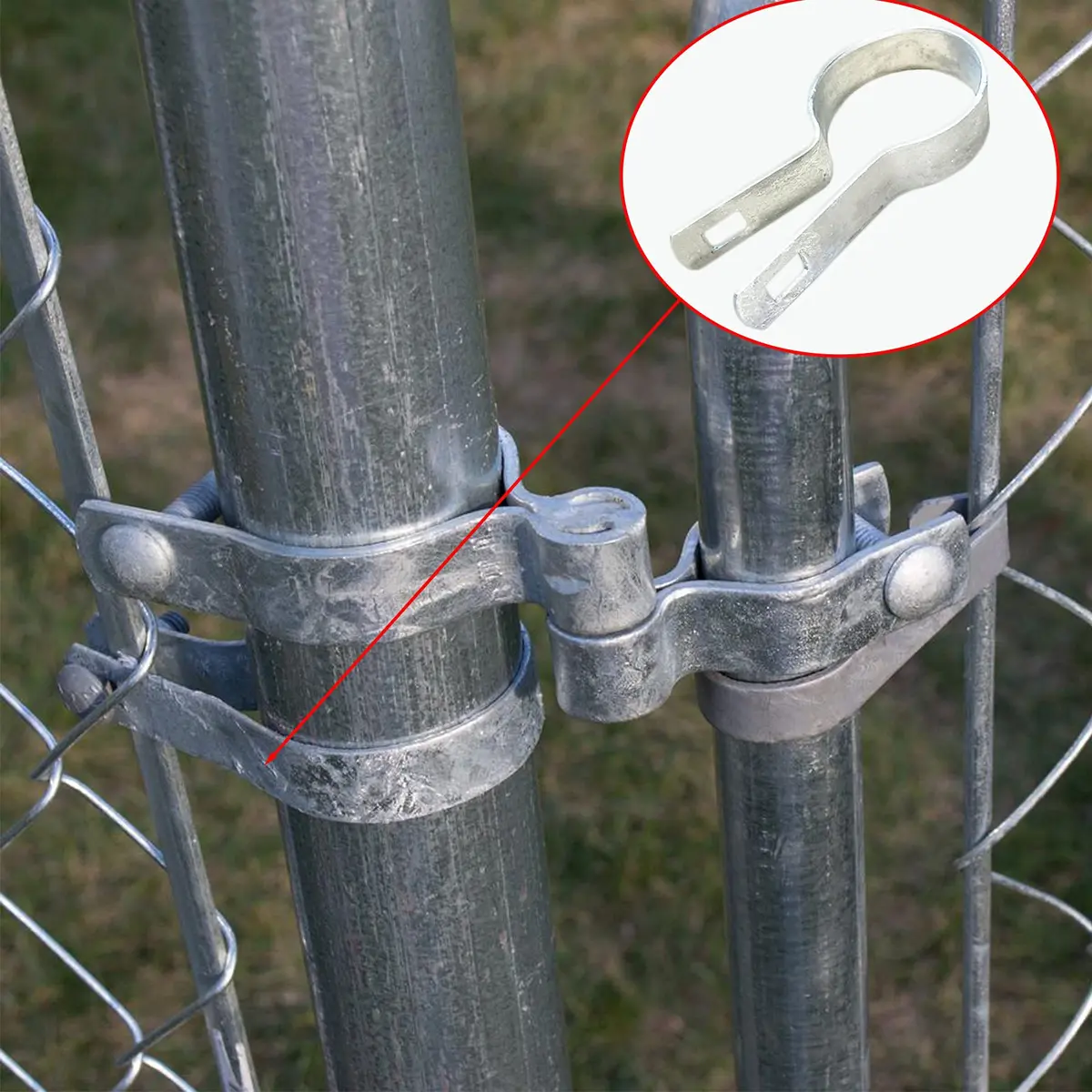 Aiwaiufu 10 Pcs 2-3/8" Galvanized Steel Fence Tension Bands | Rust-Resistant Chain Link Fixings for Gates & Posts - view 6
