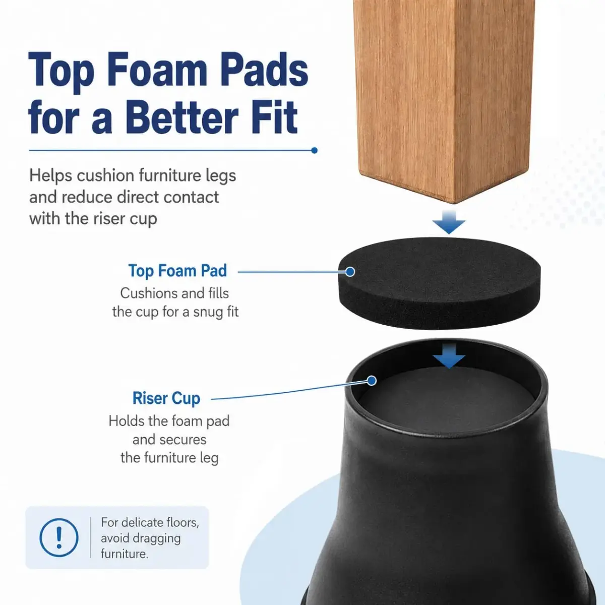 BTSD-home 6 Inch Round Bed Risers (4 Pack) | Heavy Duty Furniture Lifts for Underbed Storage - view 6