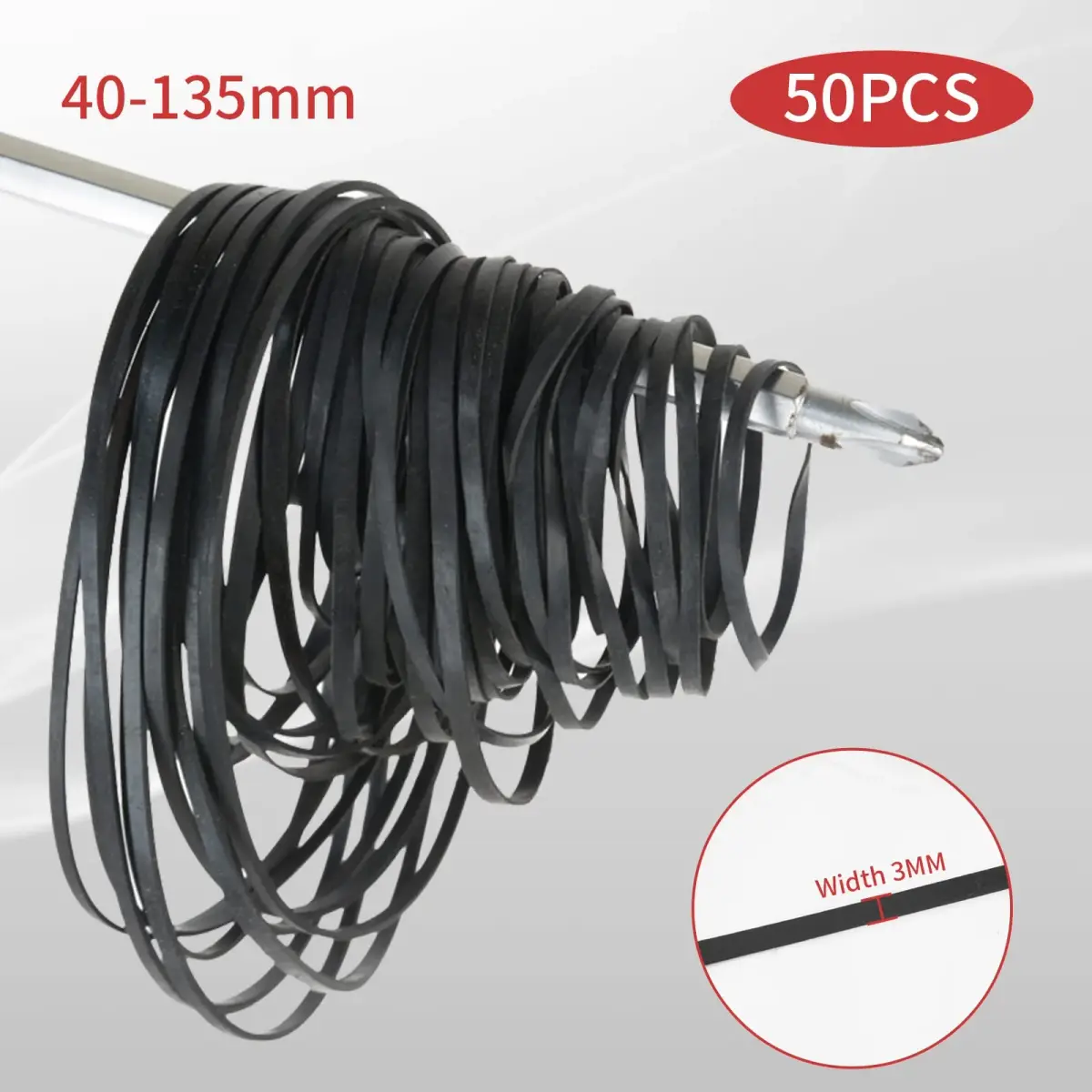 TEANTECH Cassette Recorder Rubber Belts - 3mm Width, 40-135mm Mix Package, 50 Pcs | Premium Quality Drive Belts - view 2
