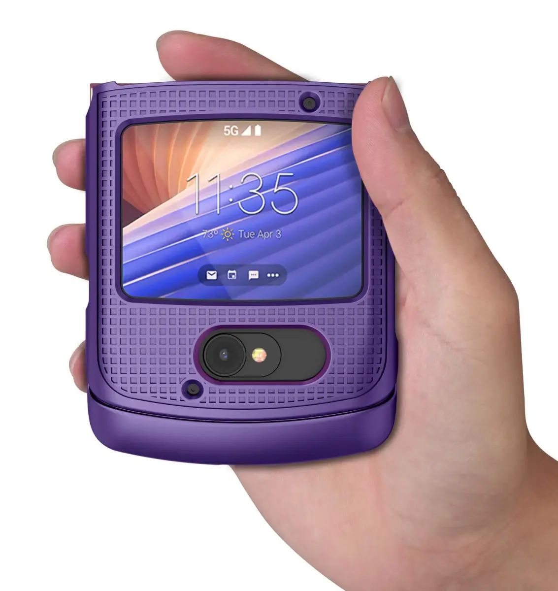 Nakedcellphone Grid Series Flip Phone Case for Motorola RAZR 5G (2020) - Purple, 11cm (4.33in) - view 5