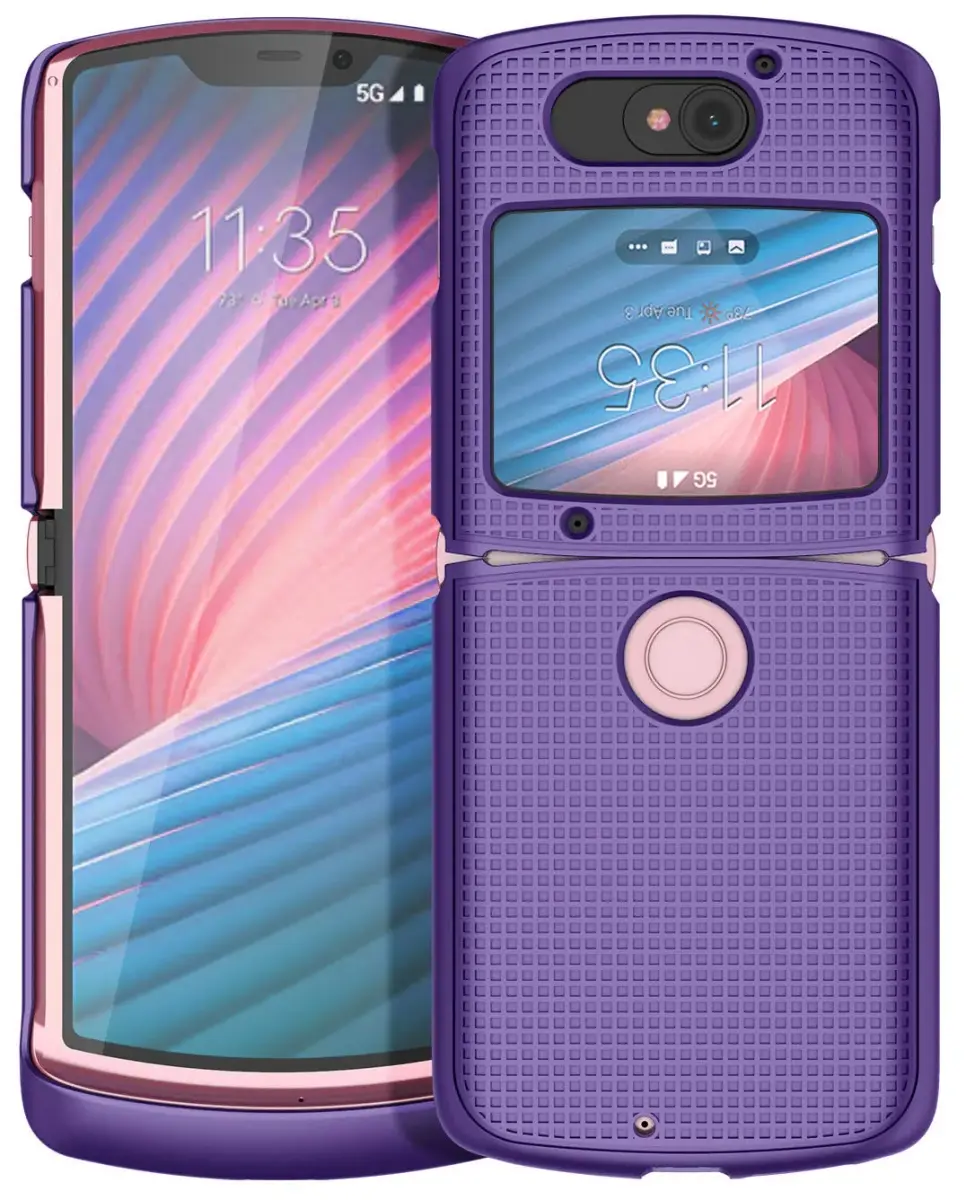 Nakedcellphone Grid Series Flip Phone Case for Motorola RAZR 5G (2020) - Purple, 11cm (4.33in) - view 2