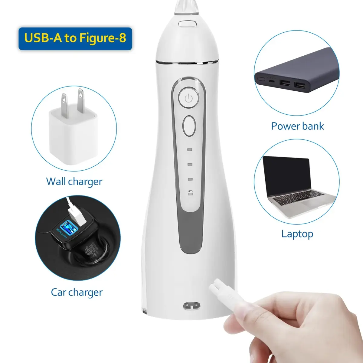 Cabor Water Flosser Charger for COSLUS, Aquasonic, Oralfree, Nicwell, Nicefeel, MOSPRO, Zerhunt, Tovendor, Hangsun, Initio, McNaval and Cremax Oral Irrigator - 1 Pack White - view 2