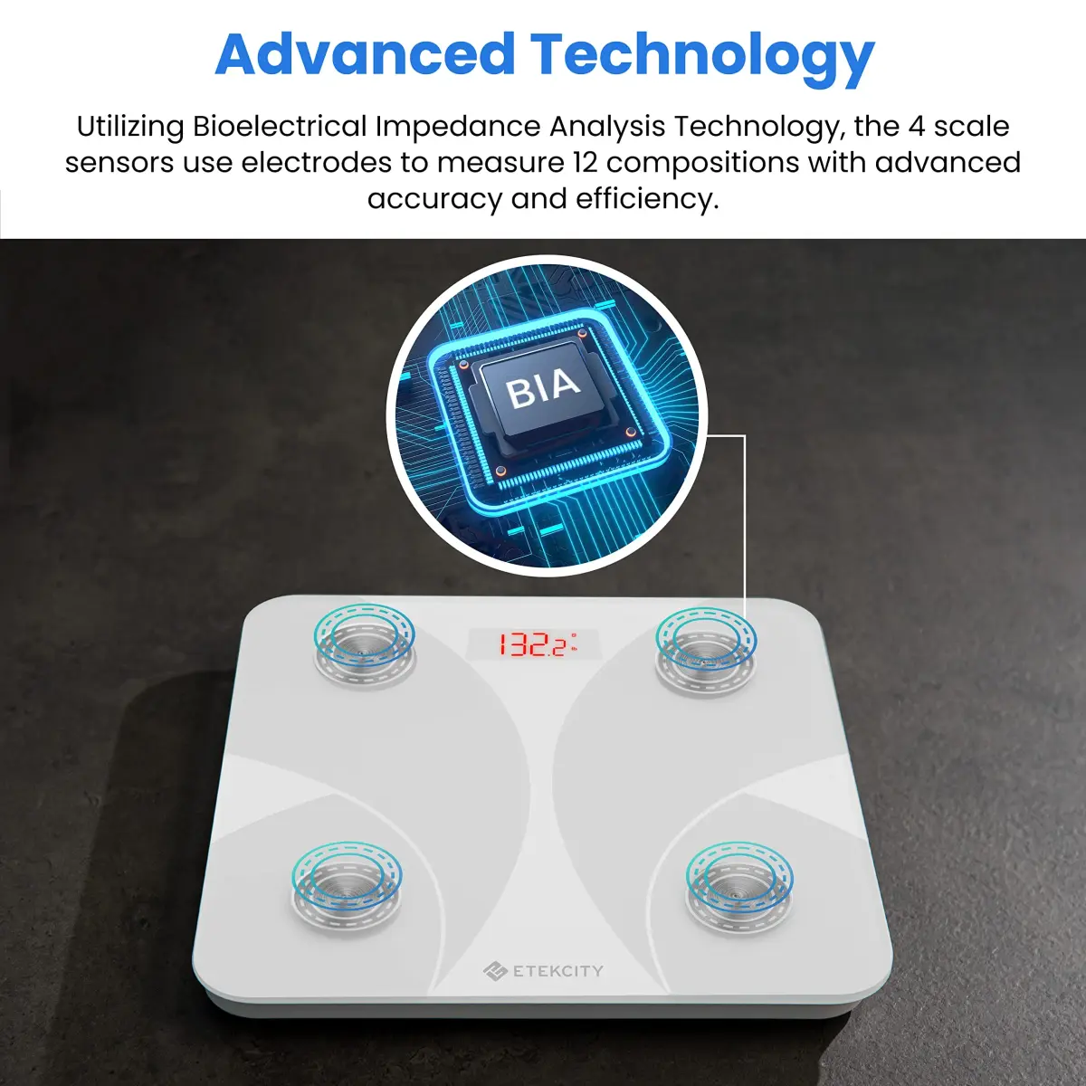 Etekcity Smart Body Composition Scale White 400 lb Capacity | FDA Approved Health Monitor - view 6
