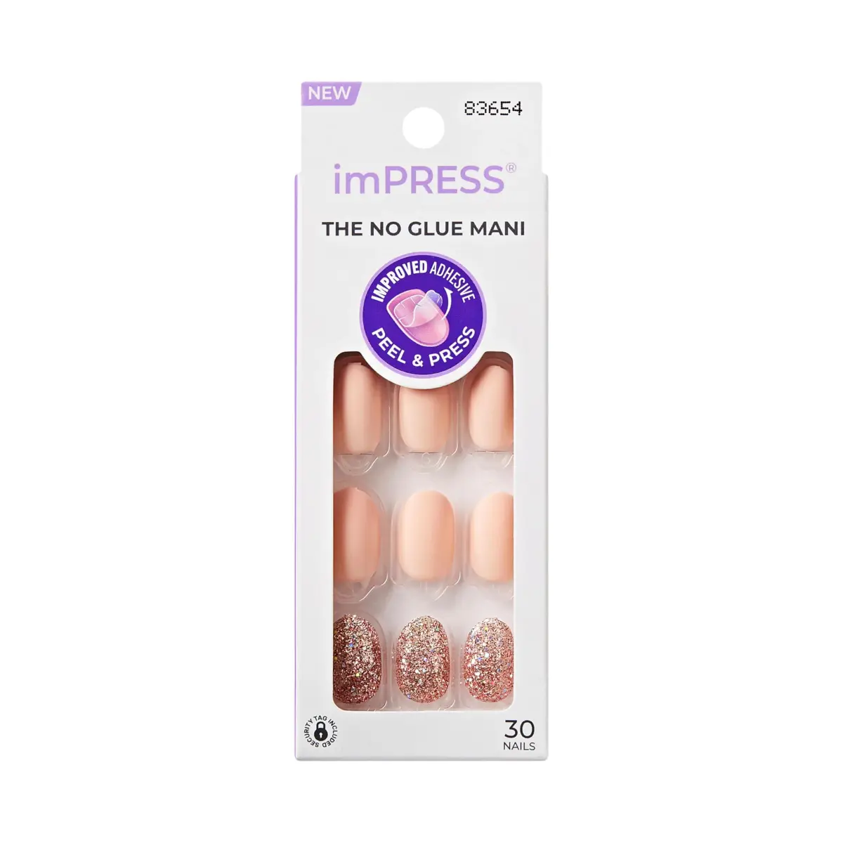 imPRESS Evanesce No Glue Mani Press On Nails, Short Oval, Beige, 30 Nails | Professional Gel Manicure in Minutes - main product image