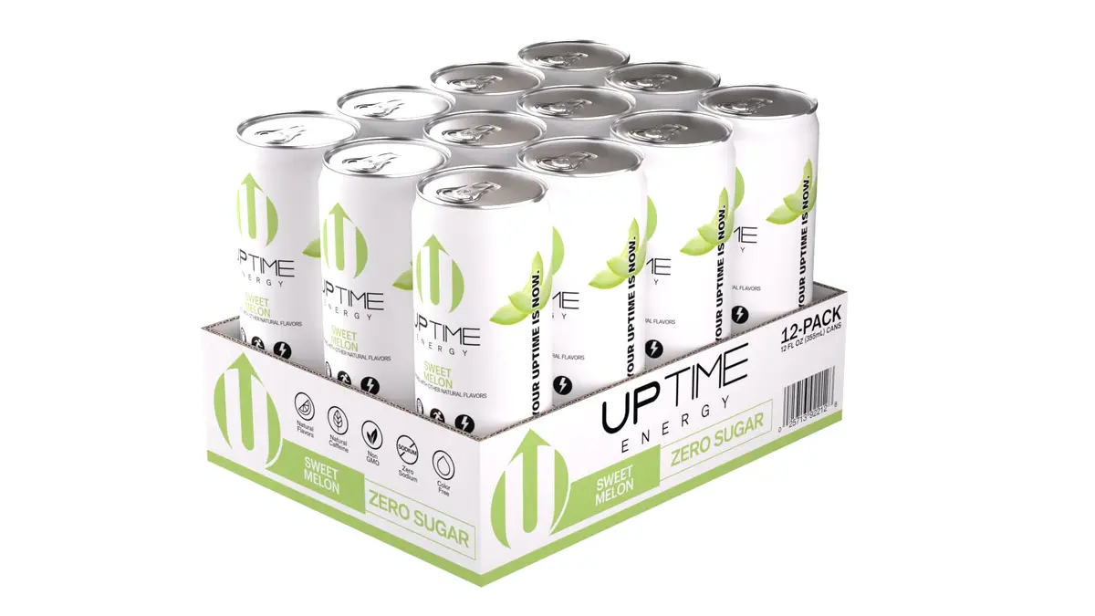 UPTIME Energy Drink Sweet Melon Sparkling 12 Fl Oz | Sugar-Free Focus Support with Natural Caffeine - view 3