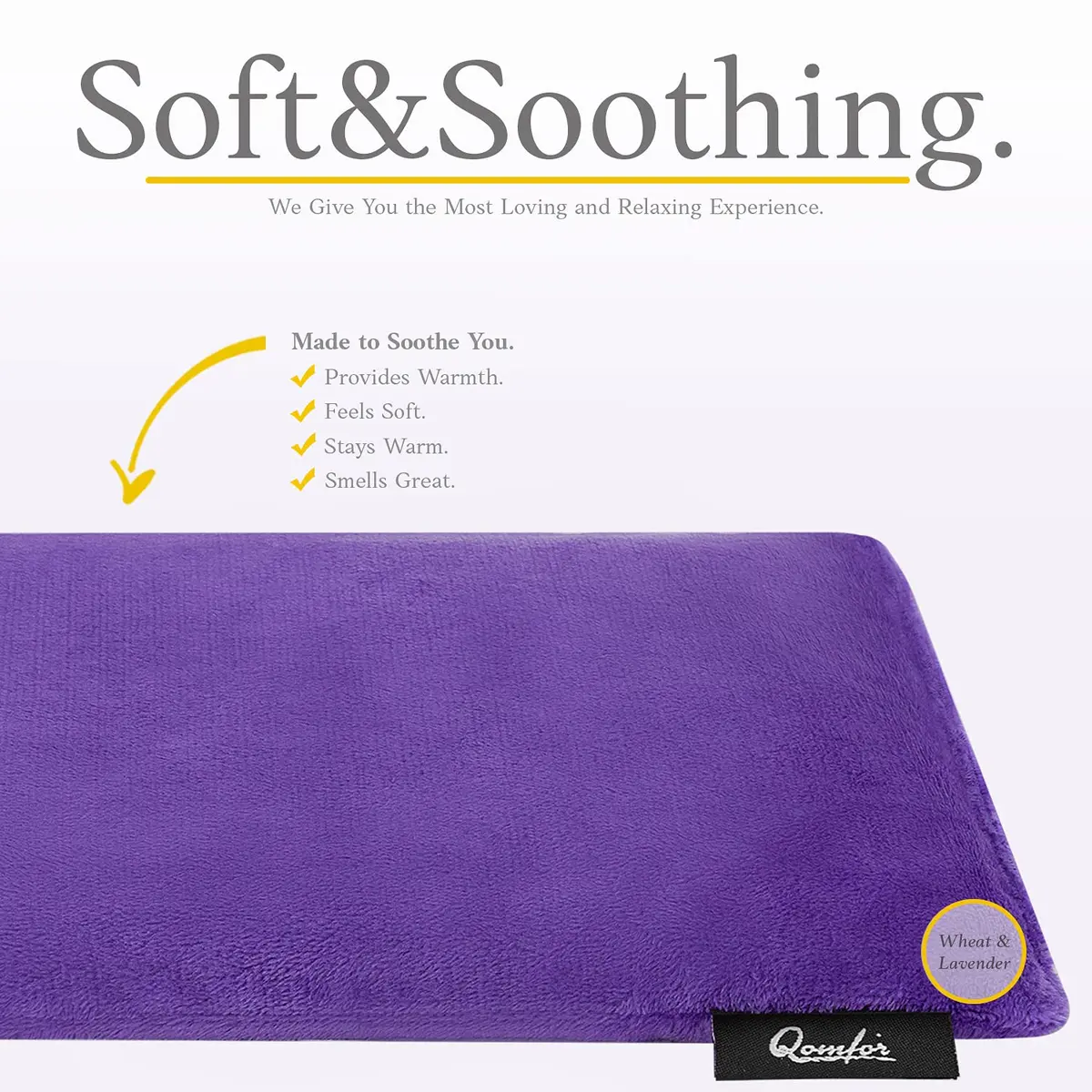 Qomfor Microwavable Heating Pad - Purple - Lavender Scented Heat Wrap for Neck, Shoulders & Period Cramps Pain Relief - Reusable Hot/Cold Therapy Bag - view 2