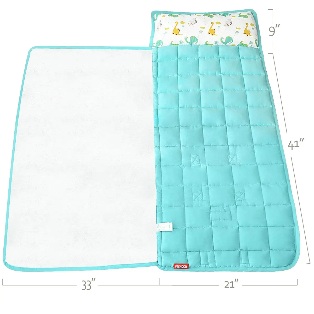Moonsea Nap Mat with Removable Pillow Dinosaur and Fleece Minky Blanket | Preschool Travel Bed for Kids 21" x 50" - view 5