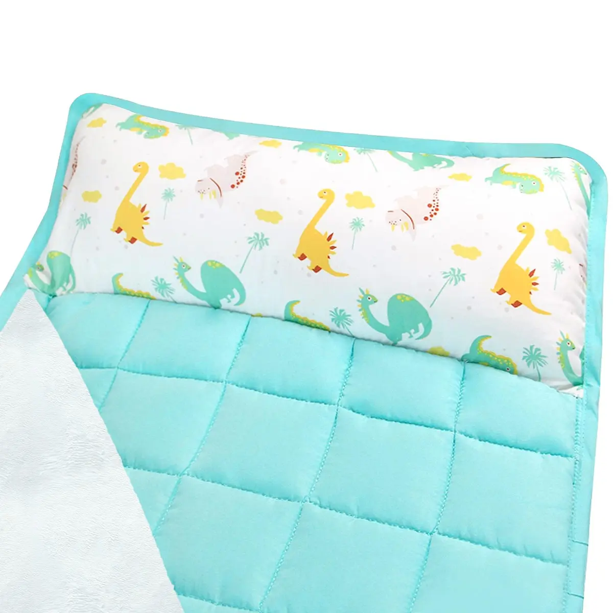 Moonsea Nap Mat with Removable Pillow Dinosaur and Fleece Minky Blanket | Preschool Travel Bed for Kids 21" x 50" - view 2