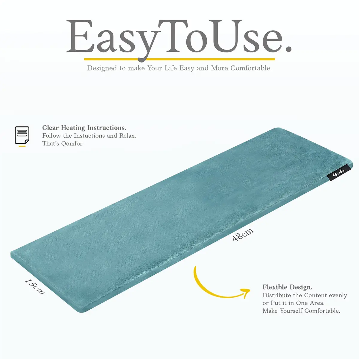 Qomfor Microwavable Heating Pad Blue Green | Lavender Scented Therapeutic Wrap for Neck & Shoulders - view 3