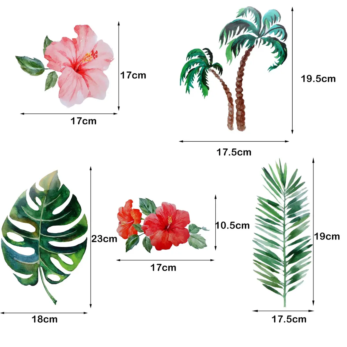 Zonon Tropical Palm Leaves Wall Decals | 66pcs Removable Stickers for Kids & Home - view 5