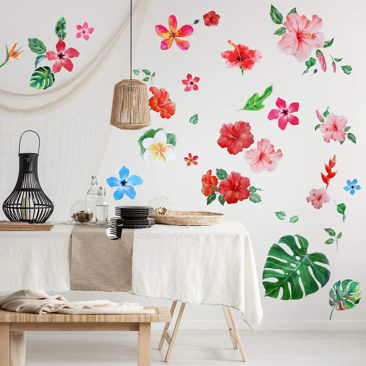 Zonon Tropical Palm Leaves Wall Decals | 66pcs Removable Stickers for Kids & Home - view 6