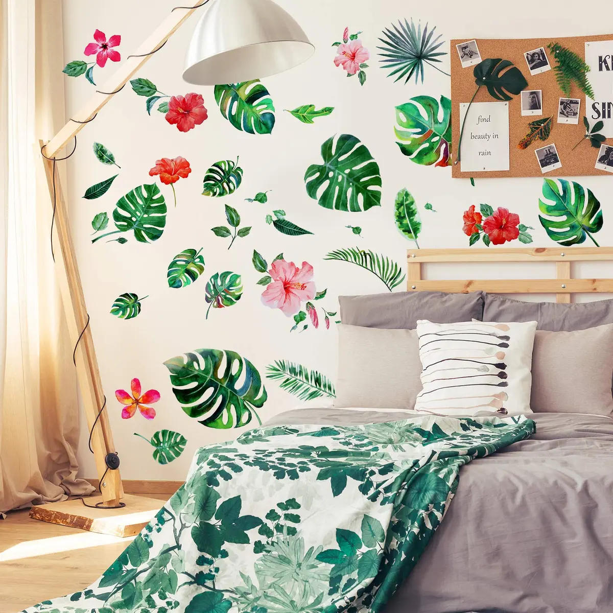 Zonon Tropical Palm Leaves Wall Decals | 66pcs Removable Stickers for Kids & Home - view 7