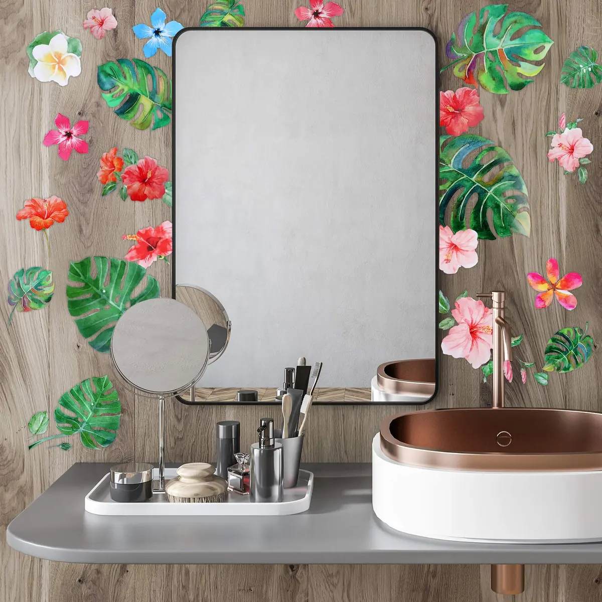 Zonon Tropical Palm Leaves Wall Decals | 66pcs Removable Stickers for Kids & Home - view 2