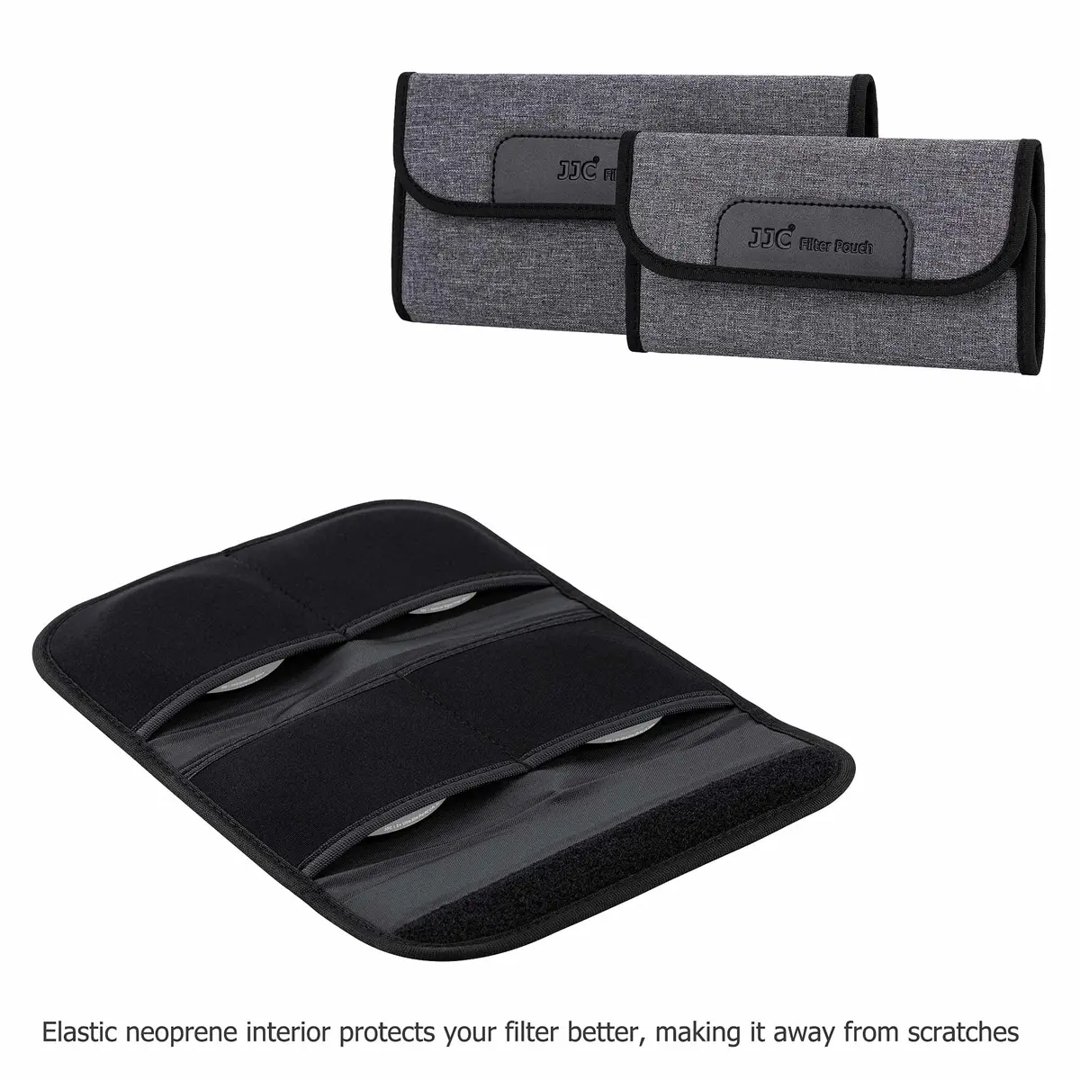 JJC 4-Pocket Lens Filter Pouch Case, Wallet for Circular Filters up to 58mm | Durable Polyester & Neoprene - view 5