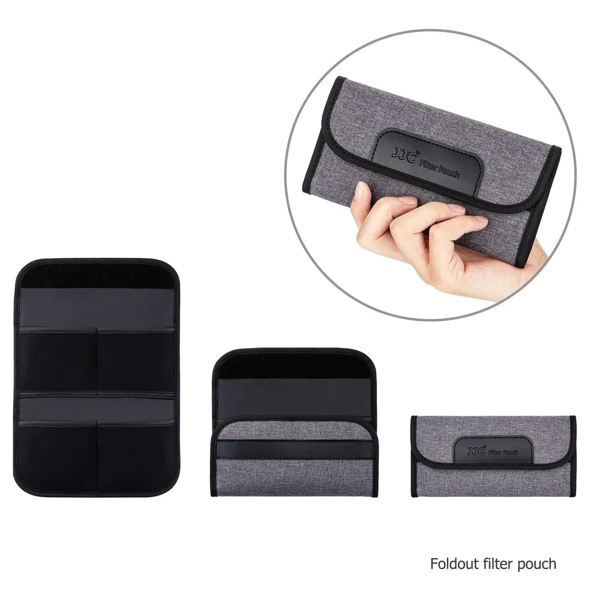 JJC 4-Pocket Lens Filter Pouch Case, Wallet for Circular Filters up to 58mm | Durable Polyester & Neoprene - view 6