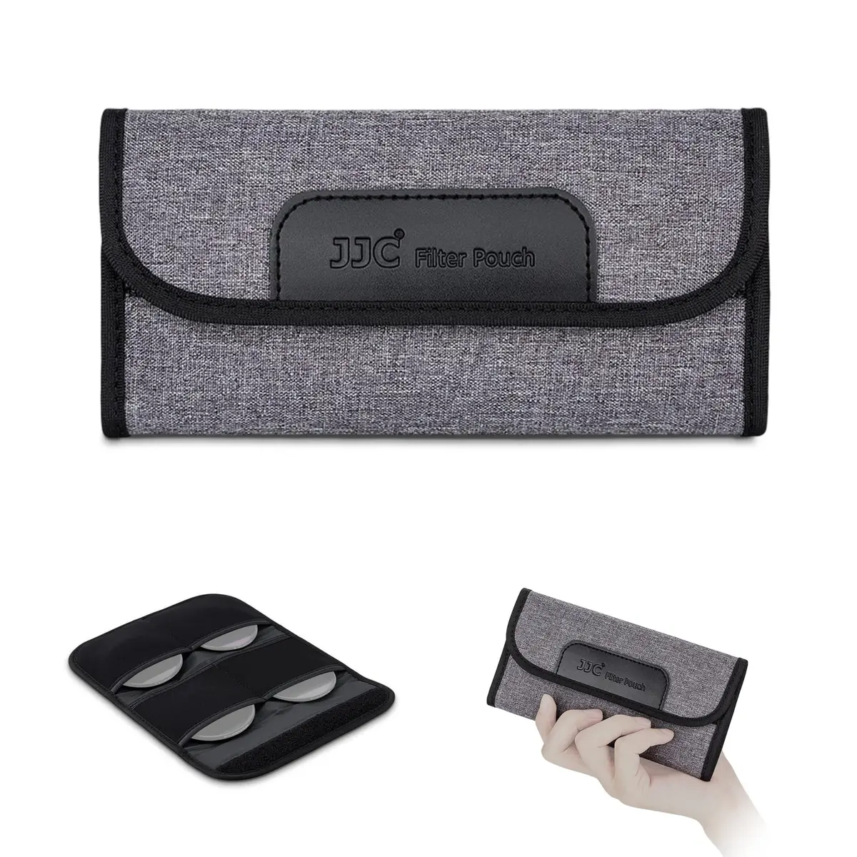 JJC 4-Pocket Lens Filter Pouch Case, Wallet for Circular Filters up to 58mm | Durable Polyester & Neoprene - main product image