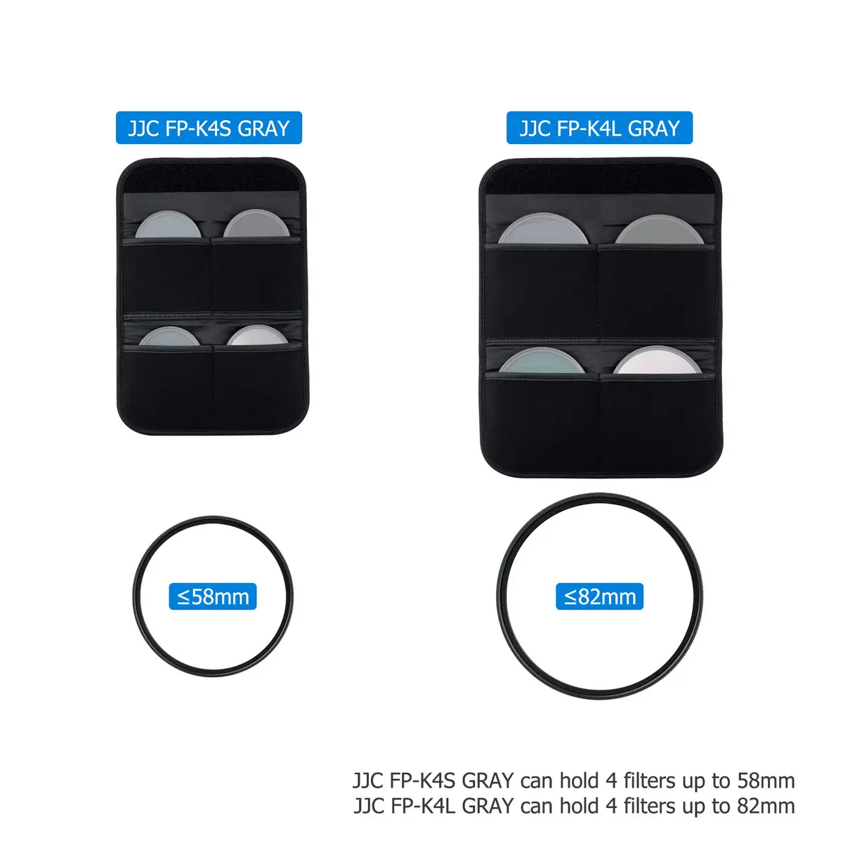 JJC 4-Pocket Lens Filter Pouch Case, Wallet for Circular Filters up to 58mm | Durable Polyester & Neoprene - view 3