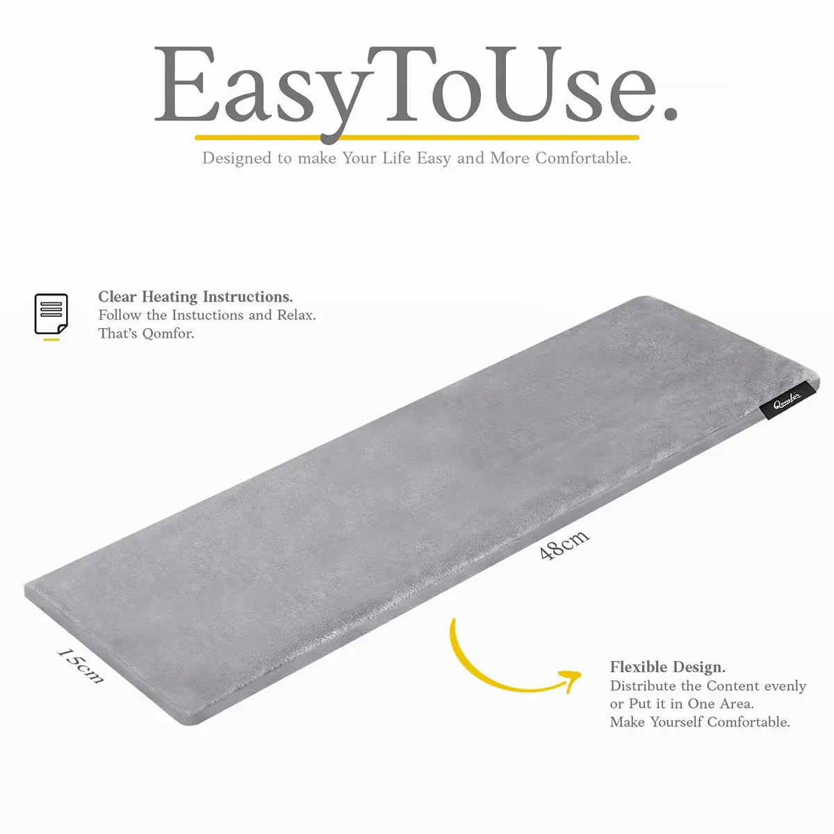 Qomfor Microwavable Heating Pad Gray | Lavender Scented Therapeutic Wrap for Neck & Shoulders - view 3