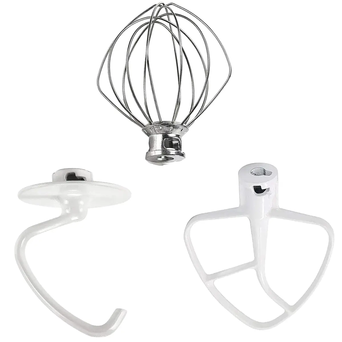 TOMOON 3-Piece KitchenAid Tilt-Head Stand Mixer Attachment Set | Stainless Steel Wire Whip, Dough Hook & Flat Beater for 4.5-5 Quart Mixers - main product image