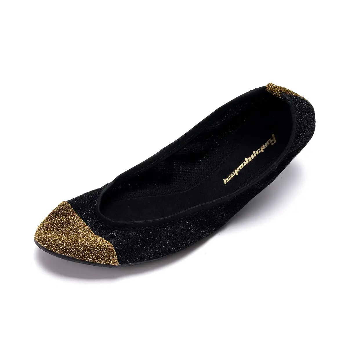 FUNKYMONKEY Foldable Ballet Flats for Women Black/Gold | Elegant, Portable & Comfortable - main product image