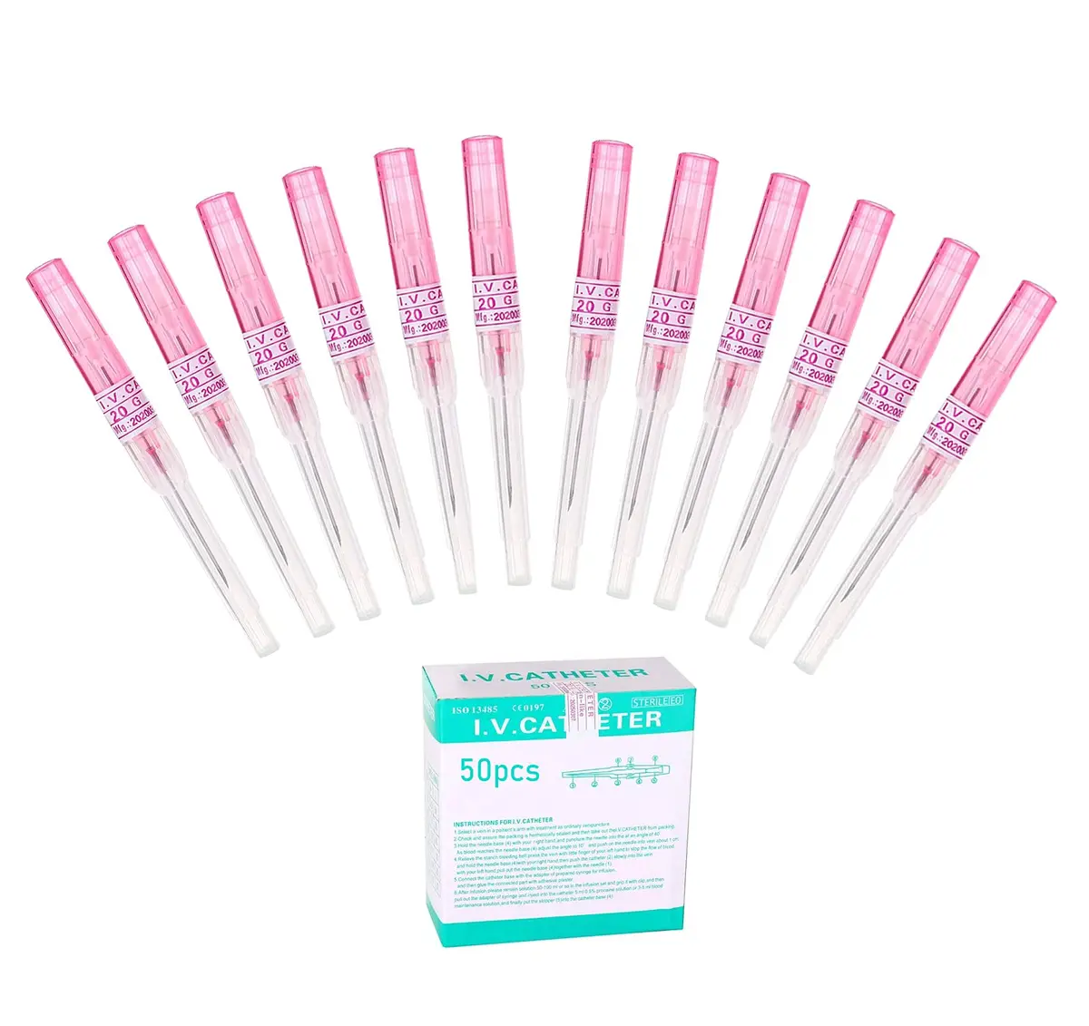 Xiboya textile Pack of 50 Catheter Piercing Needles Tattoo Piercings Tool 20G | Sterile, Medical Steel, Versatile - main product image