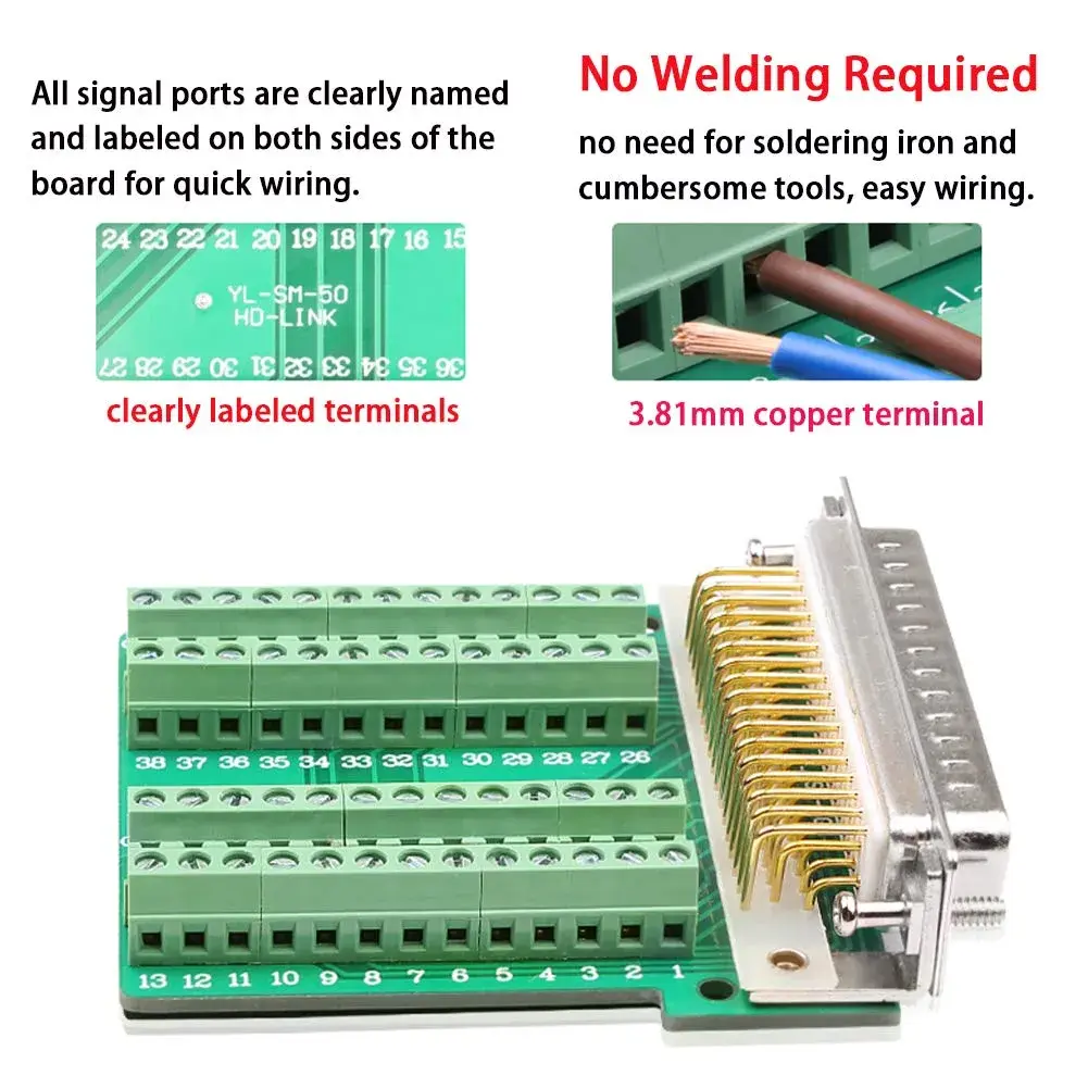 ANMBEST DB50 Solderless Serial to 50 Pin Terminal Male Adapter | Connect Legacy Devices with Ease - view 2