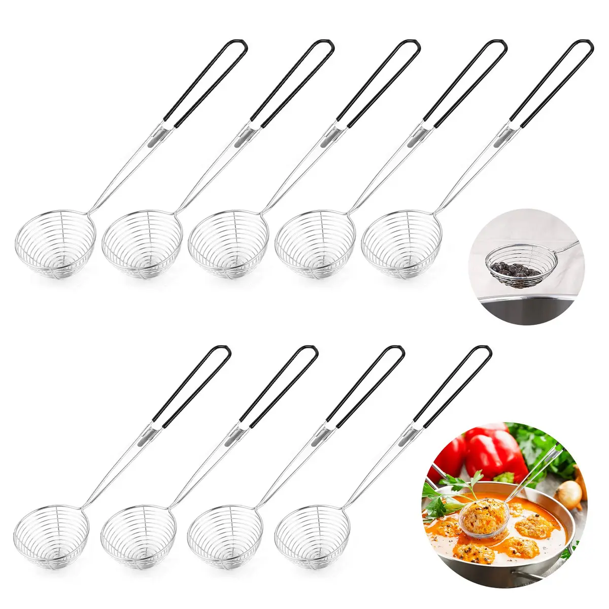 HEQISHUN Stainless Steel Spider Skimmer Spoon 27cm | Durable & Heat-Resistant Kitchen Utensil - main product image