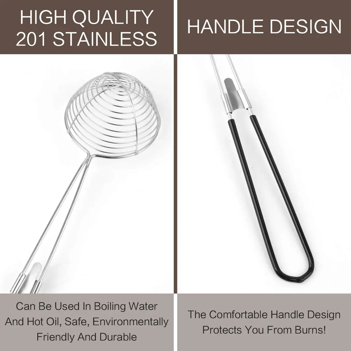 HEQISHUN Stainless Steel Spider Skimmer Spoon 27cm | Durable & Heat-Resistant Kitchen Utensil - view 6