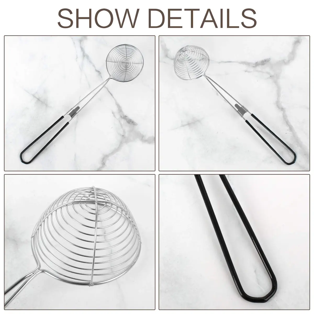 HEQISHUN Stainless Steel Spider Skimmer Spoon 27cm | Durable & Heat-Resistant Kitchen Utensil - view 7