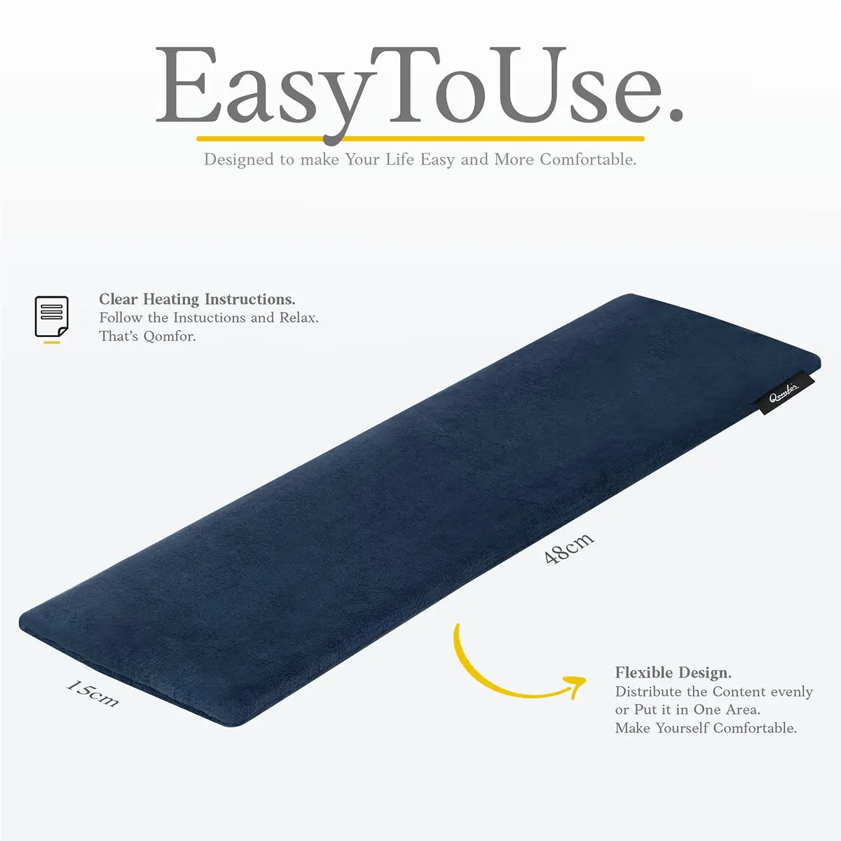 Qomfor Microwavable Heating Pad - Dark Blue - Lavender Scented | Therapeutic Heat Wrap for Neck, Shoulders & Period Cramps Pain Relief - view 3
