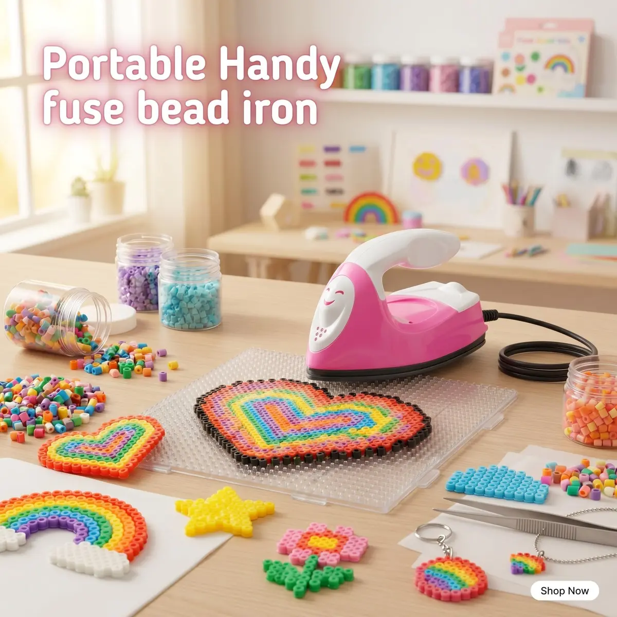 Honoson Pink Heat Pres | Mini Craft Iron with Charging Base, Portable 10x6x7cm for DIY Small Projects - view 2