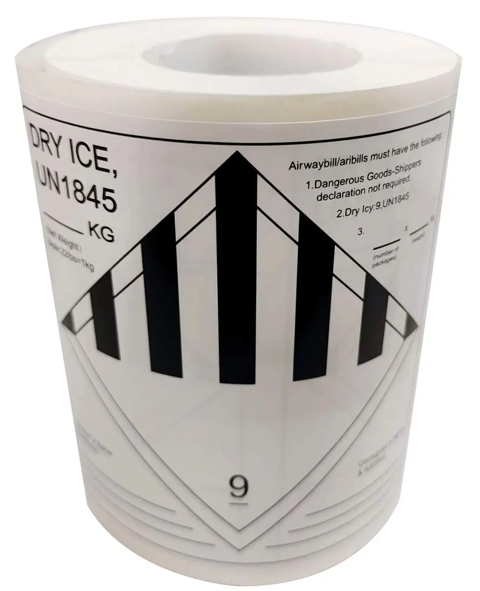 wootile Dry Ice Shipping Stickers 250 pcs UN1845 Hazard Class 9 Labels | Fade-Resistant, 4" Square Adhesive Labels - main product image