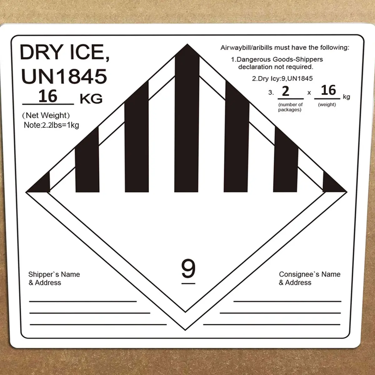 wootile Dry Ice Shipping Stickers 250 pcs UN1845 Hazard Class 9 Labels | Fade-Resistant, 4" Square Adhesive Labels - view 6
