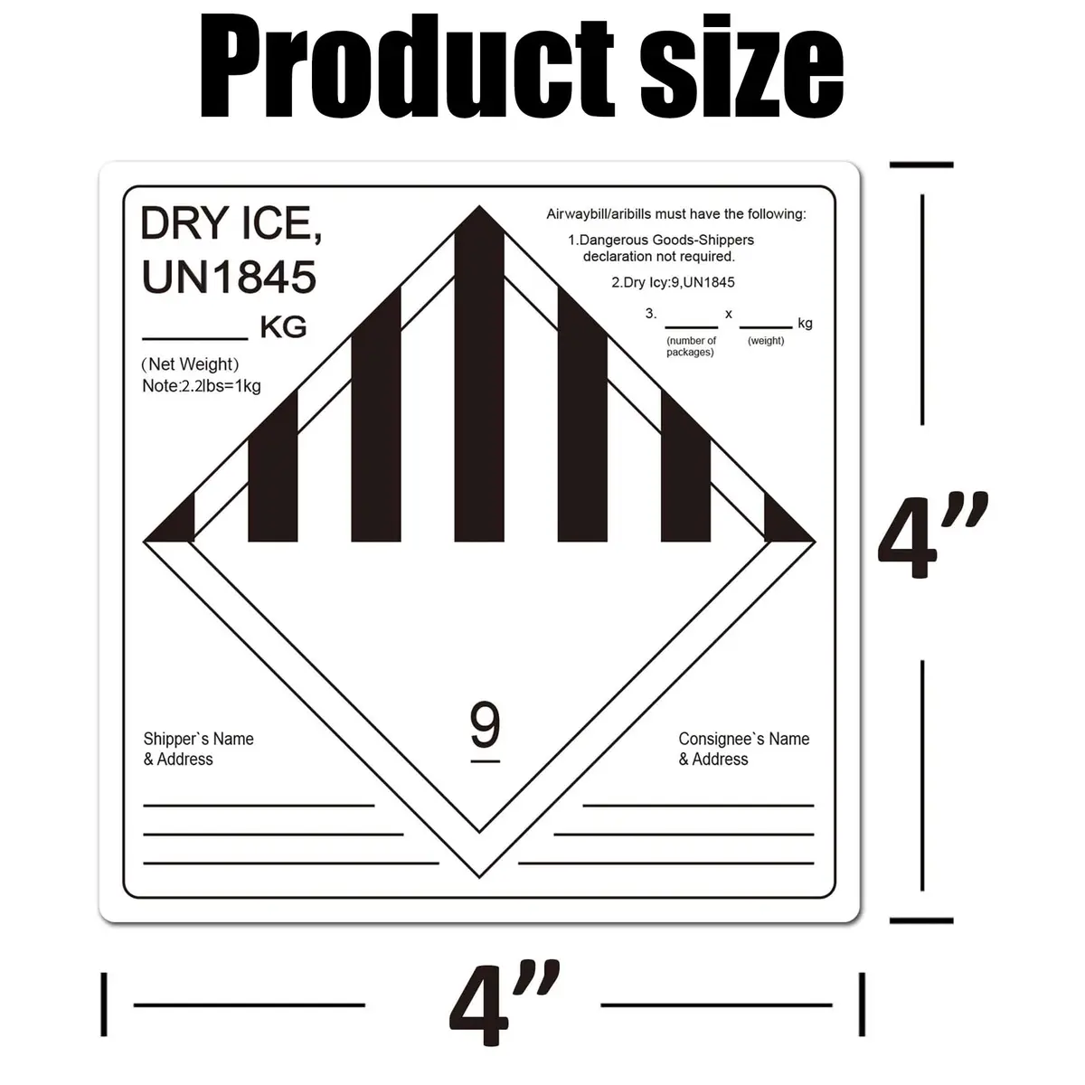 wootile Dry Ice Shipping Stickers 250 pcs UN1845 Hazard Class 9 Labels | Fade-Resistant, 4" Square Adhesive Labels - view 7