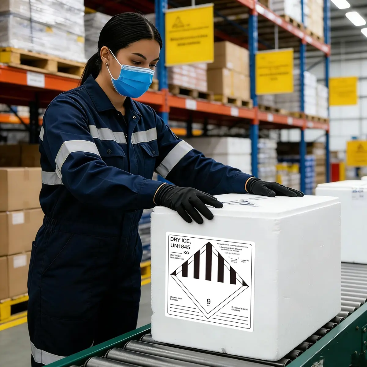 wootile Dry Ice Shipping Stickers 250 pcs UN1845 Hazard Class 9 Labels | Fade-Resistant, 4" Square Adhesive Labels - view 3