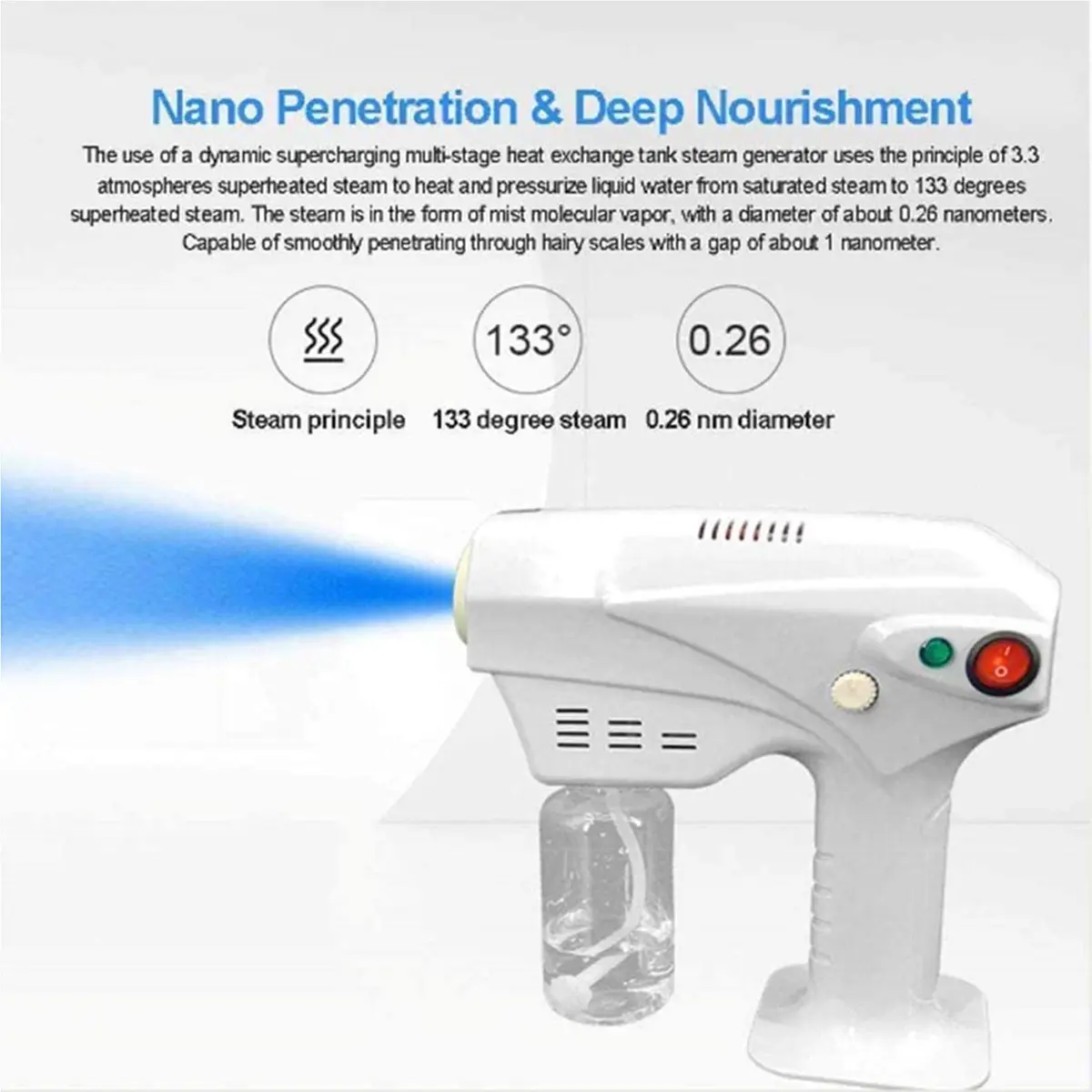 ELQ Nano Hair Steamer Gun Hair Care Hydration Sprayer 260ML | Nano Mist & Disinfection - view 5