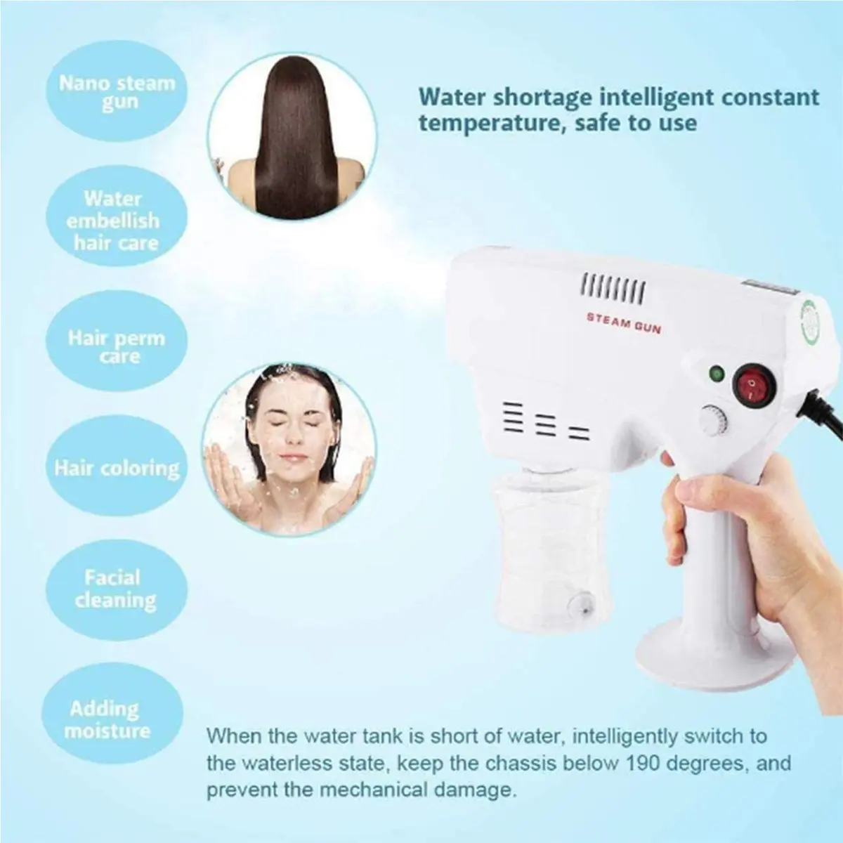 ELQ Nano Hair Steamer Gun Hair Care Hydration Sprayer 260ML | Nano Mist & Disinfection - view 2