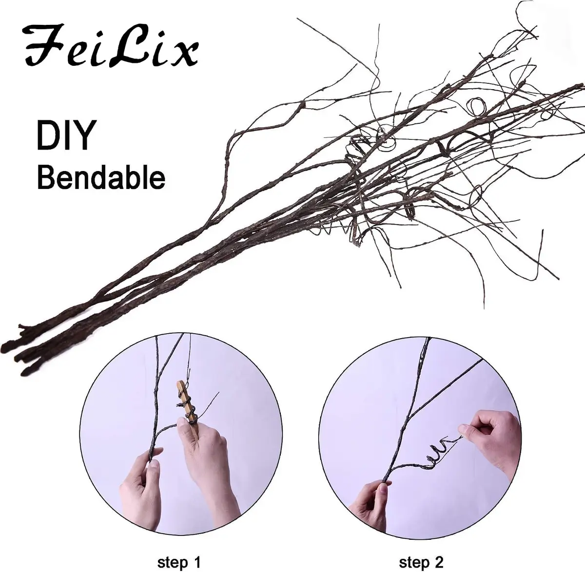 FeiLix 5PCS Artificial Branches 78cm (30.7 Inches) | Bendable Fake Vines for Indian Homes - view 3