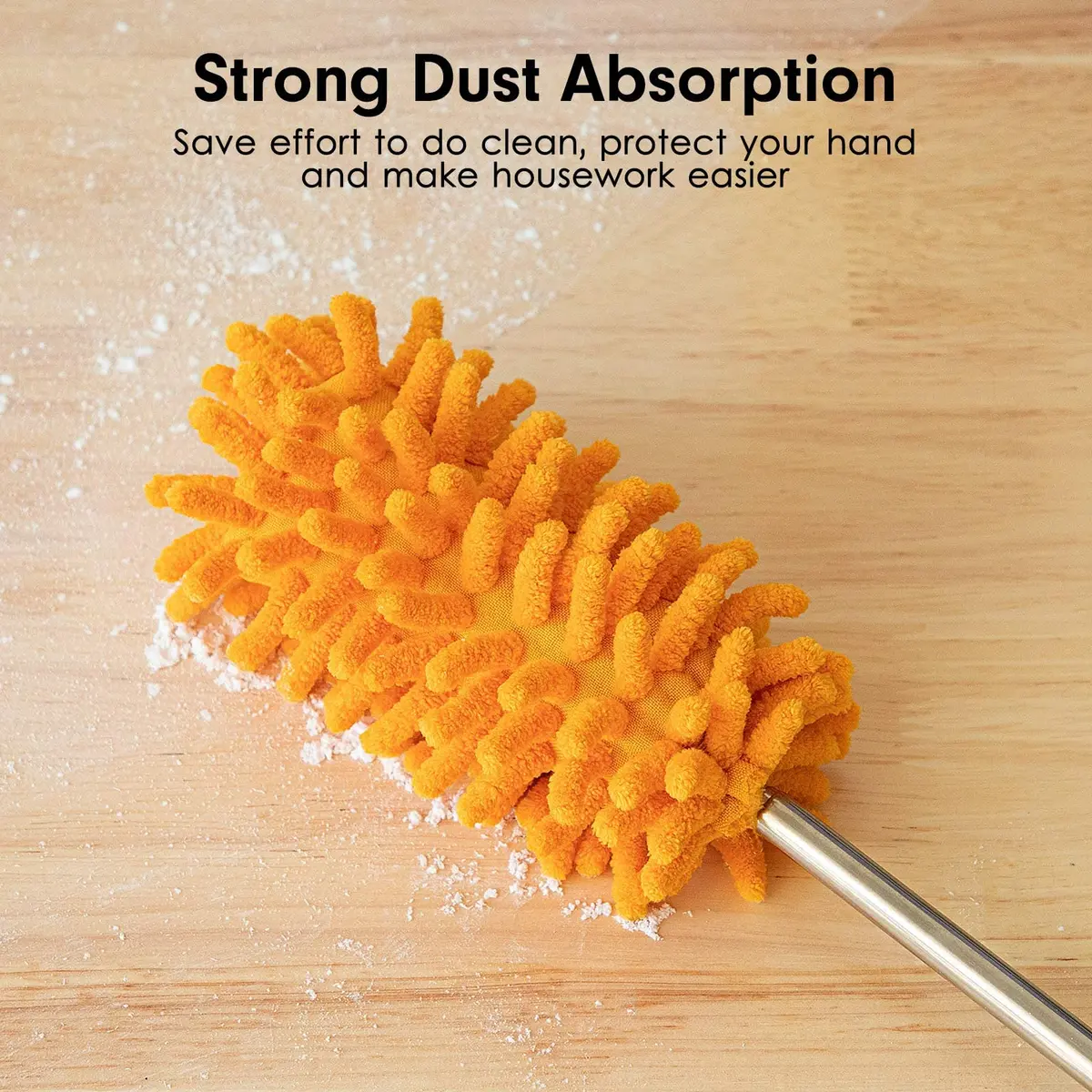 TUKUOS Feather Duster with Telescopic Pole | Washable Microfiber Heads for Dusting in India - view 3